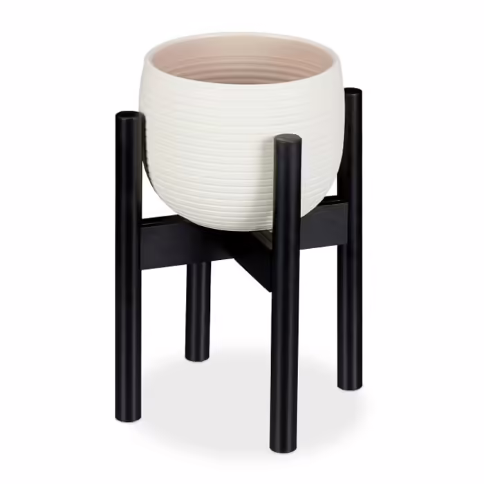 Relaxdays Bamboo Flower Stand Adjustable Black
