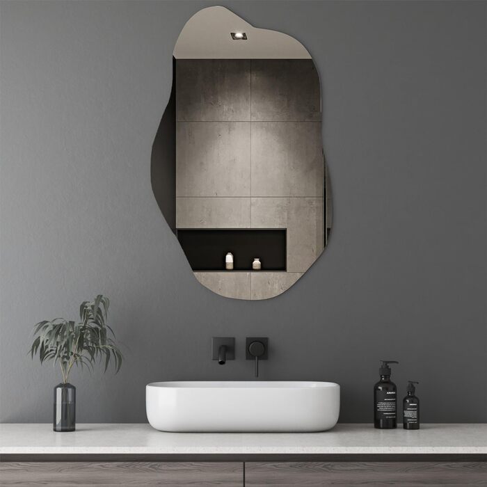 Дзеркало Boromal Spiegel чорного кольору 40x60 см з металевим обрамленням для ванної кімнати, туалетного приміщення, спальні (62 x 90 см, асиметричний стиль B)