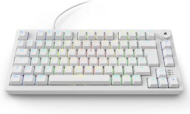 Sharkoon Skiller SGK25 RGB - ігрова клавіатура, 75% layout, Hot Swap, Red Switches, біла