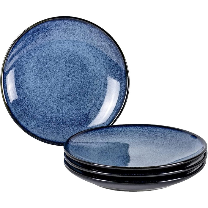 Набір тарілок UNICASA 4 шт. з порцеляни, 16 см, ідеально підходять для супу, десерту, сніданку, сервіз на 4 персони (26 см, блакитний)