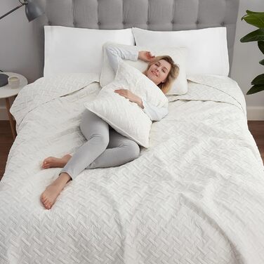 Комплект літньої постільної білизни Serta з ковдрою та наволочками, поліестер, лаймовий колір (Full/Queen, слонова кістка)