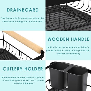 Dish Drying Rack, Dish Basket, Dish Drying Rack, Dish Drying Stand, Dish Drying Rack for Countertop Sink Organizer (White) (Black)