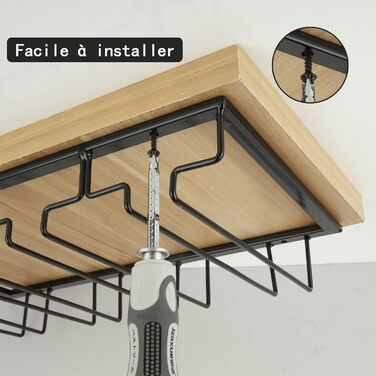 Тримач для келихів вина JMIATRY (2 шт.) - настінний, металевий, чорний (41x23.5x6 см)