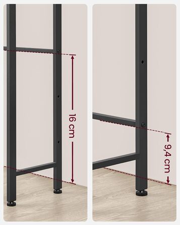 VASAGLE Toilet Shelf, 3 Tiers, Bathroom Shelf, Space-Saving, Easy to Assemble, for Laundry Room, Industrial Style, Rustic Brown and Black, BTS002B01 (Grey + Black)