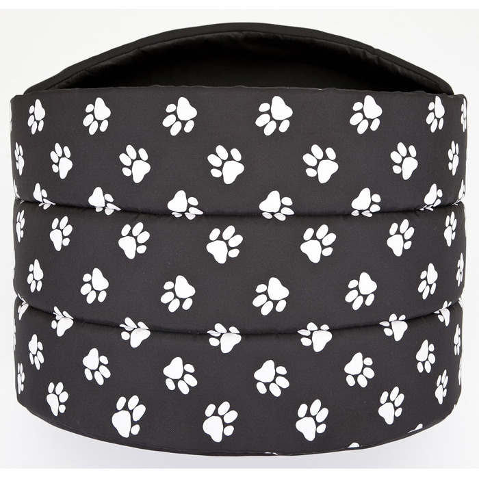 Будка для собак, лежанка для собак, хатинка для собак S-XL, світло-коричнева з принтом (лапки), чорна з принтом (лапки)