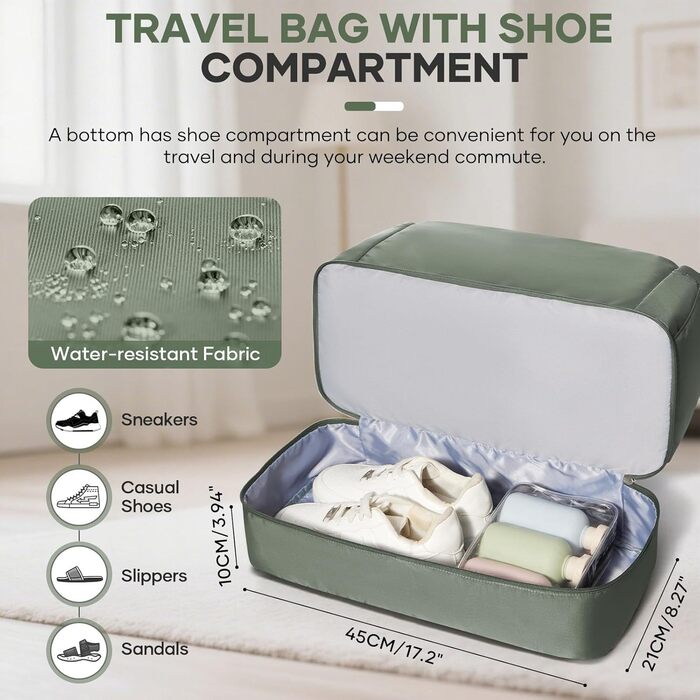 Спортивна сумка для подорожей Easyjet 45x36x20, водонепроникна, з відділенням для взуття, для фітнесу, подорожей та лікарні (L2-Зелений, A04-Армійський зелений)