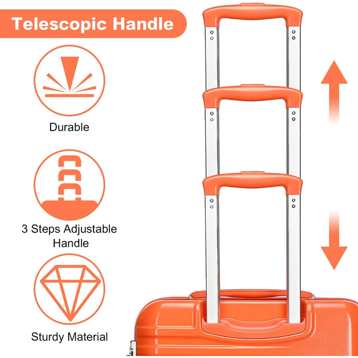 Чемодан British Traveller для ручної поклажі, середній, 64*43*26.5 см, з TSA-замком, ABS+PC, помаранчевий