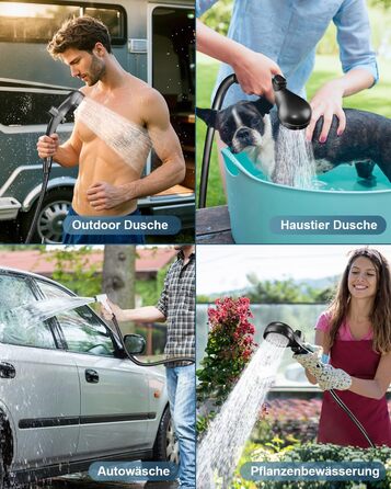 AUTOPkio Camping Shower with Pump, Upgraded Camping Shower 6000mAh Rechargeable Pump, Smart Digital Display for Camp, Outdoor, Pet, Emergency