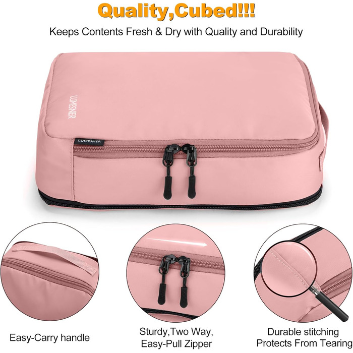 Органайзери для валізи: набір 8 шт. (рожевий, білий) - Packing Cubes для подорожей, косметичка