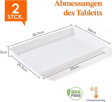 Сервірувальне блюдо Lifewit з пластику, 36,7 x 2 см, велике, набір, BPA-free, багаторазове, для фуршетів, свят, пікніків, сніданків та закусок, біле (2)