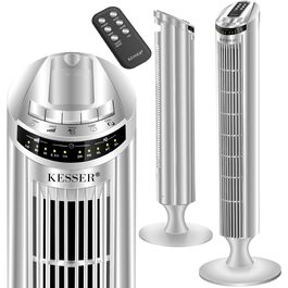 Вентилятор вежовий KESSER 90 см з пультом, 3 швидкості, таймером та функцією Turbo (срібний)