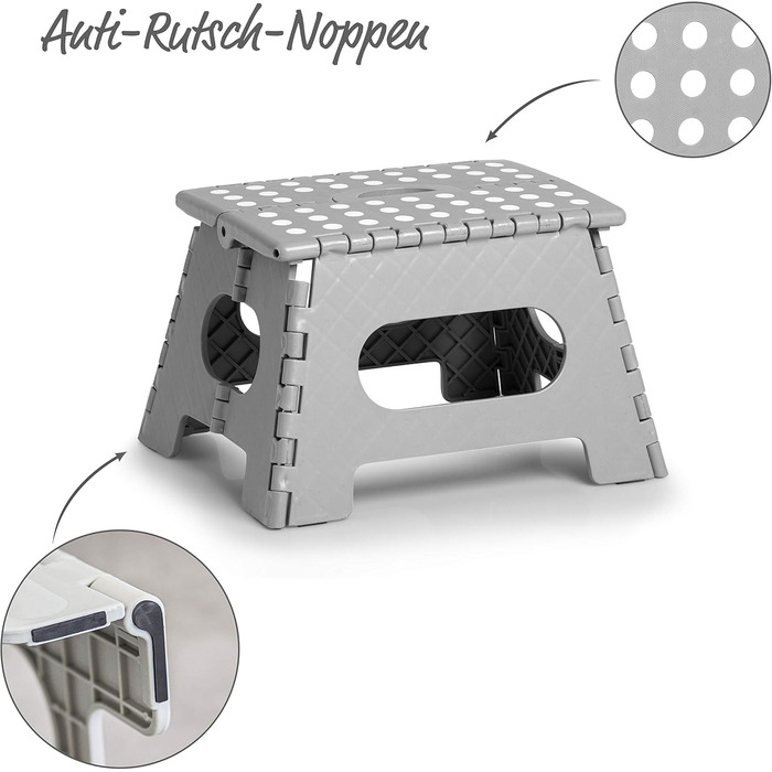 Складний стілець Zeller 13037 Premium, пластиковий, TÜV-сертифікований, до 150 кг, сірий