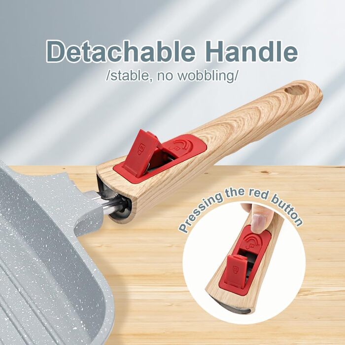 Гриль-сковорода з кришкою 26x24 см з антипригарним керамічним покриттям, знімною ручкою, блакитна