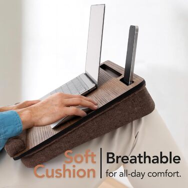 Стіл для ноутбука Vigo Wood - підставка для ноутбука до 17,3 дюймів - м'яке підлогове планшет для комфортної роботи в ліжку або на дивані - екологічний піднос для колін для дому (Cambridge & Braun) (Nussbaum & Braun)