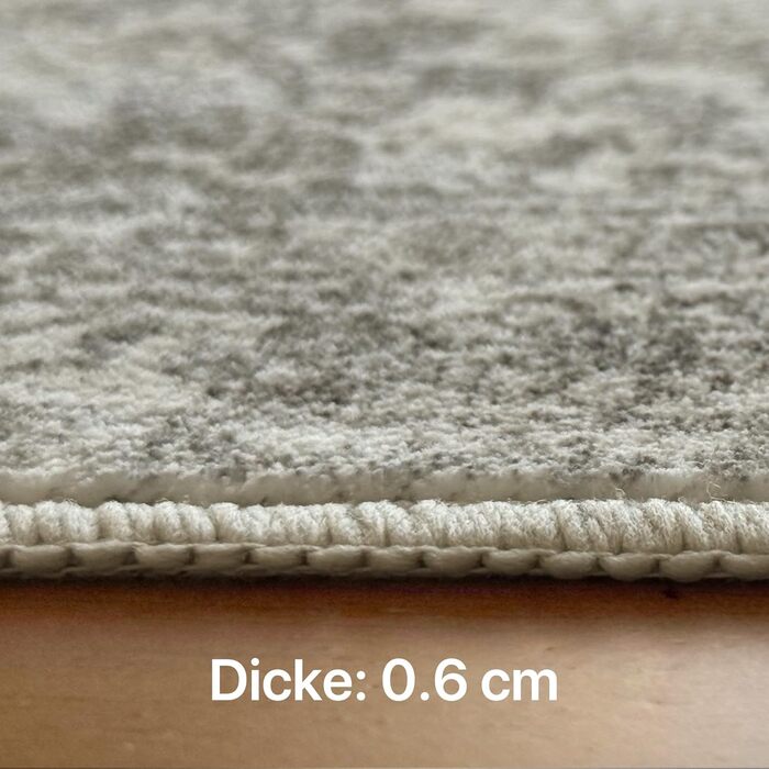 Килим GENIMO Boho Vintage, 160x230 см, короткий ворс, антиковзаюча поверхня, для вітальні, спальні, їдальні, офісу, колір: ніжно-сірий