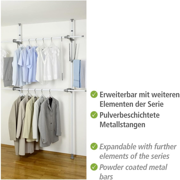 WENKO Telescopic System Hercules Flex, adjustable organization system, wardrobe system
