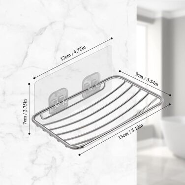 Тримач для мила без свердління Uten, нержавіюча сталь, самоклеючий з 2 гачками, для душу, ванної, кухні (сріблястий)