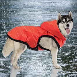 Idepet Waterproof 2-in-1 Rain Jacket for Dogs, Lightweight Overall for Dogs with Hood, Breathable Rain Poncho with Hood and Reflective Strip for Small, Medium, Large Dogs (2XL, Red) 2XL Red