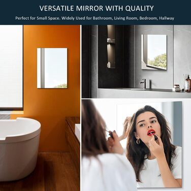 Круглий дзеркало на стіну без рами 40 см, HD скло, сучасний дизайн, самоклеючий, для ванної, вітальні, спальні, коридору