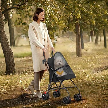 Візок для собак Homewell 2в1: візок-будка, сумка-переноска, з підсклянниками, гальмом та захистом від дощу, чорний