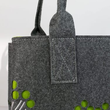 GILDE Felt Bag Dill Flower, 41 cm, Shopping Bag/Wooden Bag/Beach Bag - tear-resistant & carries a lot of weight - safely cushions your purchases and has plenty of storage space (Dark Grey)