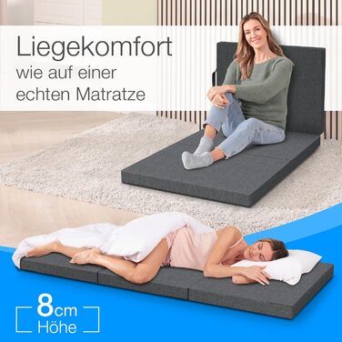 Складаний гостьовий матрац ELONEO maxVitalis 140x200 см з чохлом, 8 см, ортопедичний, складаний матрац для гостей і подорожей, знімний чохол, придатний для прання, для ліжка та дивана