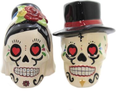 Pacific Giftware Day of the Dead Salt and Pepper Shakers - Ceramic with Skull Design