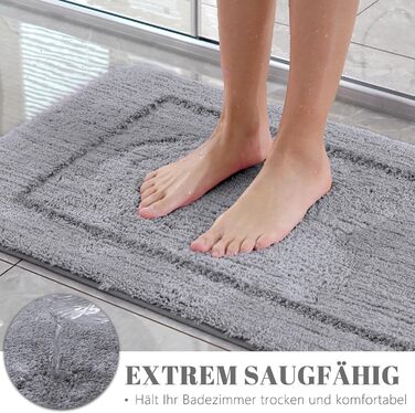 Набір килимків для ванної кімнати SOANNY (2 шт.), мікрофібра, антиковзаючі, швидковисихаючі, сірий. Розміри: 53x86 см та 50x50 см
