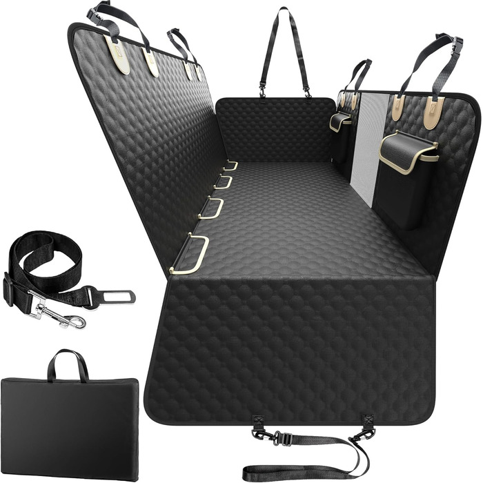 Подовжувач для заднього сидіння автомобіля SHARLOVY для собак, автомобільний чохол на сидіння для собак преміум-якості, великий автомобільний чохол з міцним дном для собак, автомобільна гамак для собак. Підходить для авто / SUV / пікапів чорного кольору