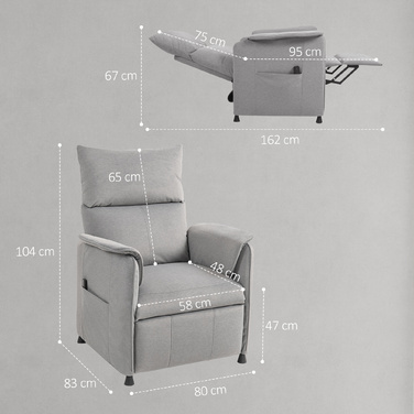 HOMCOM Electric Recliner TV Chair with Memory Function, Quiet Operation, Reclining Function, Adjustable Reclining Chair with Pet-Friendly Velvet-Like Fabric, Remote Control, Grey | Aosom