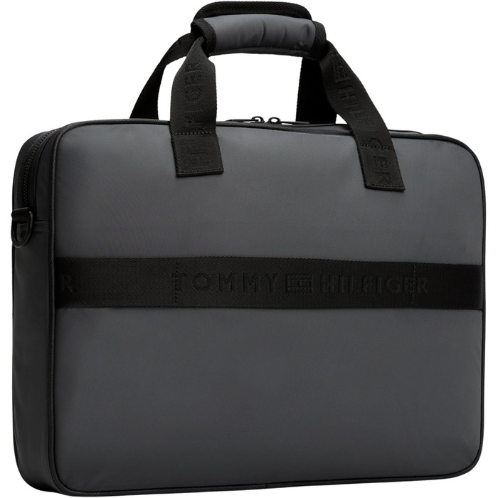 Сумка для ноутбука Tommy Hilfiger Repreve з ременем для візка, чорна (Black/Dark Grey)