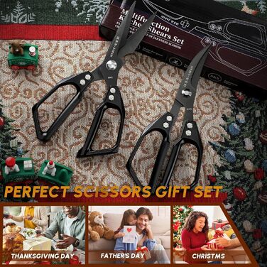 Набір кухонних ножиць DRAGON RIOT чорного кольору - професійний набір з ножицями для морепродуктів та кухонними ножицями, гострі японські ножиці для м'яса, крабів, креветок, лобстерів, трав та приготування їжі