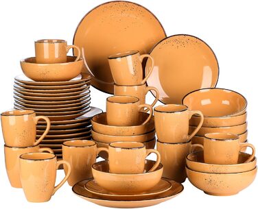 Сервіз Vancasso Serie Navia Teller, 32 елементи, на 8 осіб, сучасний дизайн (Помаранчевий)
