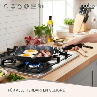 Гриль-сковорода Brieve Black Titanium індукційна, алюмінієва, з антипригарним покриттям, складана, 20x20 см