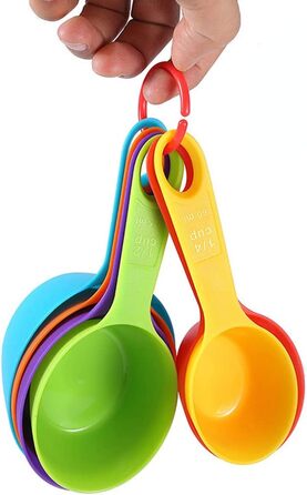 wrtgerht 6-Piece Set, Measuring Spoons and Measuring Cups Set, Baking Tools, Measuring Spoon Kitchen Gadgets (Color: Colorful)