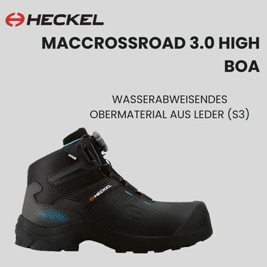Черевики робочі Heckel MACCROSSROAD 3.0 S3 з BOA застібкою, водонепроникні, 43 EU, чорно-сині