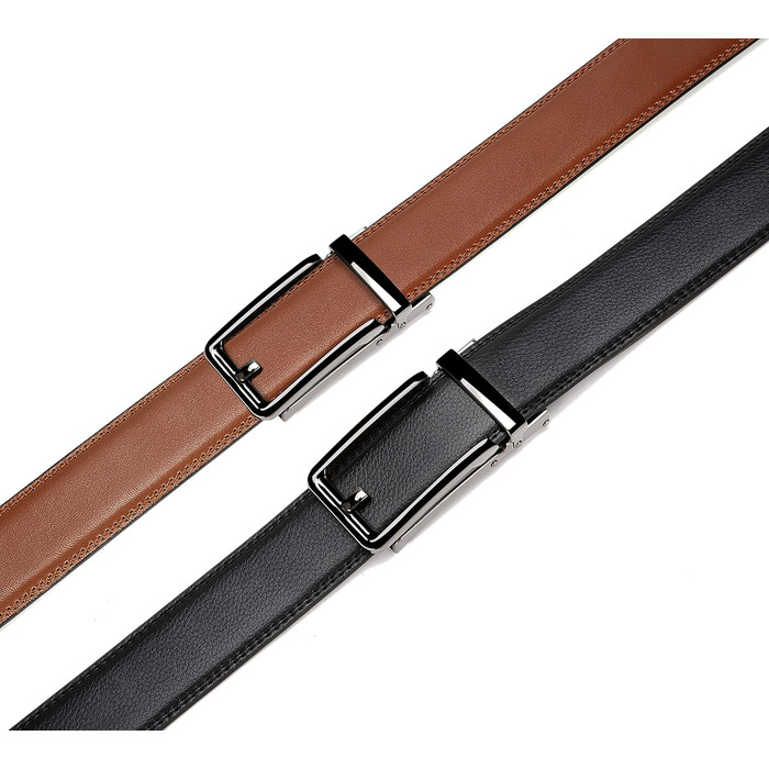 Чоловічий шкіряний ремінь CHAOREN 2 шт. чорного та коричневого кольорів – автоматичний ремінь з подарунковою коробкою. Стильний дизайн для будь-якого випадку та вбрання. Розмір 90-100 см (загальна довжина 115 см) та 100-110 см (загальна довжина 125 см)