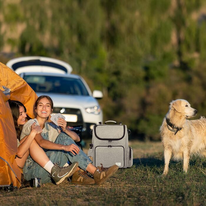 Чемодан для собак Modoker, сумка-переноска для тварин, схвалена авіакомпаніями, з органайзером, плечовим ременем, 2 контейнерами для корму та 2 складаними мисками (сірий)