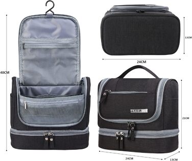 Чоловіча та жіноча косметичка JOZEA, водонепроникна дорожня сумка-органайзер, чорна