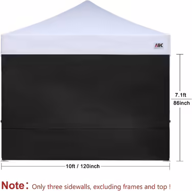 ABCCANOPY Instant Canopy SunWall 3 x 3 m, 3 pieces, side wall only, black
