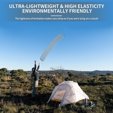 Naturehike Yugu: Надувний килимок для кемпінгу та трекінгу, 3.5 см, блакитний