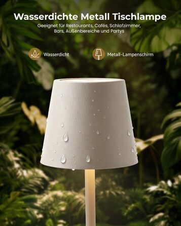 Настільна лампа бездротова акумуляторна Metalux Beige: світлодіодна, диммована, сенсорна, водонепроникна для дому та кемпінгу