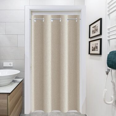 Штора для душу YISURE бежева льоноподібна, 120x200 см, водонепроникна, текстильна, машинне прання