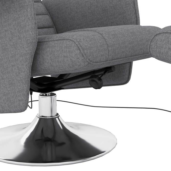 HOMCOM Electric Recliner TV Chair with Footrest, Reclining Function, Vibration Massage, Remote Control, Linen-Look Dark Grey