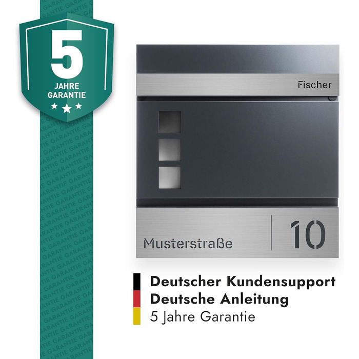 Поштовий ящик Forgard Helsingborg антрацит з газетницею, RAL 7016, персоналізований, з монтажним комплектом