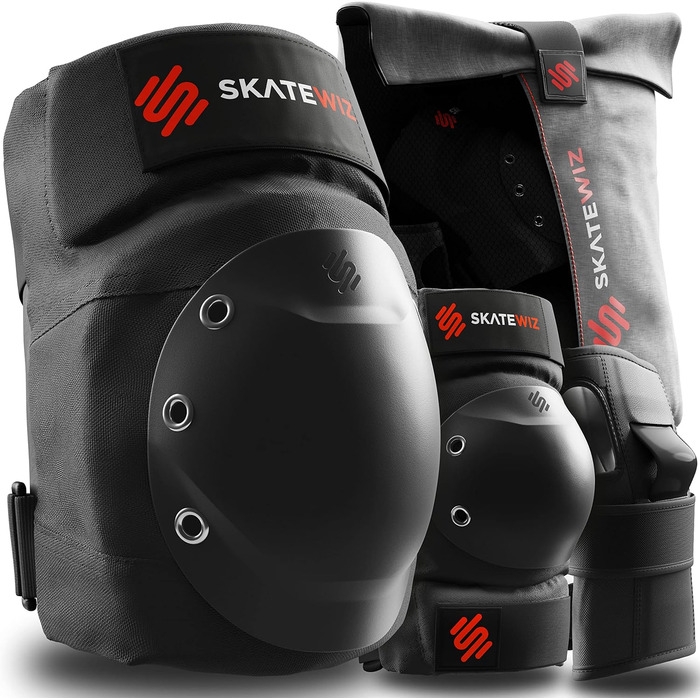 Захисний комплект SKATEWIZ для роликів, 6 предметів, неопренові рукави, чорний, для дорослих і підлітків від 14 років, розмір M, німецький виробник