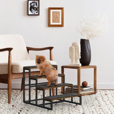 Сходинка для тварин до вікна, багатоярусне ліжко для собак зі сходинками, 4-ступенева сходинка для високих ліжок для маленьких собак і котів (Коричнева, 4 сходинки)