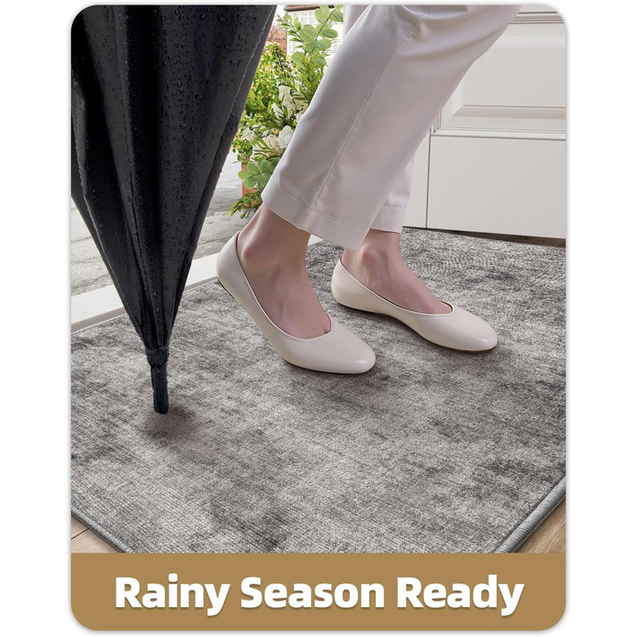 Килимок для дому COLOR&GEOMETRY 60x90 см з неслизьким покриттям TPE, сірий. Можливість прання.