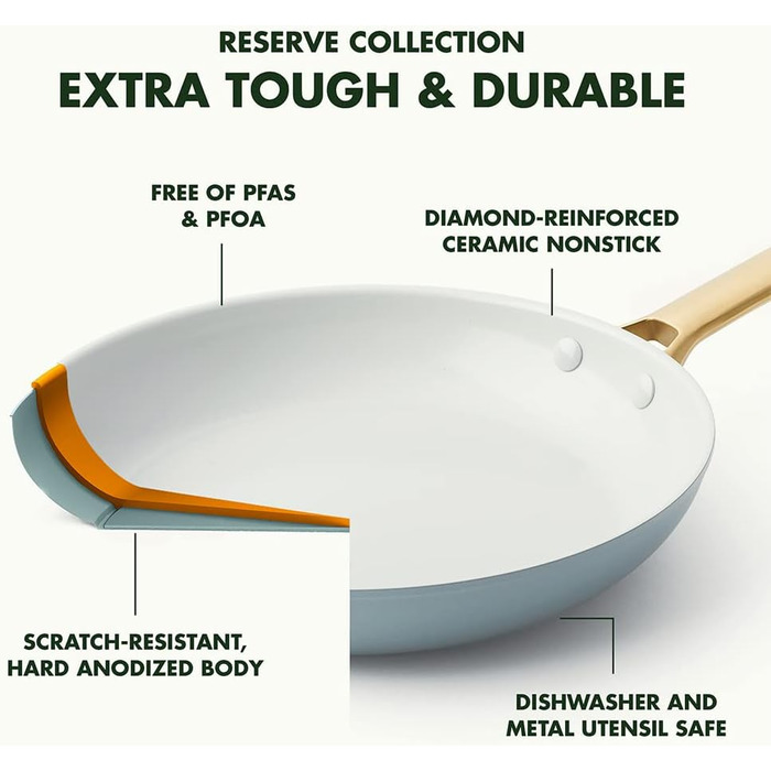 Набір сковорідок GreenPan Reserve з керамічним покриттям, 20 та 26 см, світло-блакитний, без PFAS, індукційні, для духовки, подарунок на День Матері
