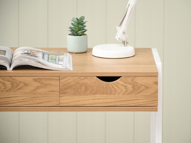 Прямокутний письмовий стіл Mebel-Partner 100 x 45 x 75 см, білий/золотий дуб